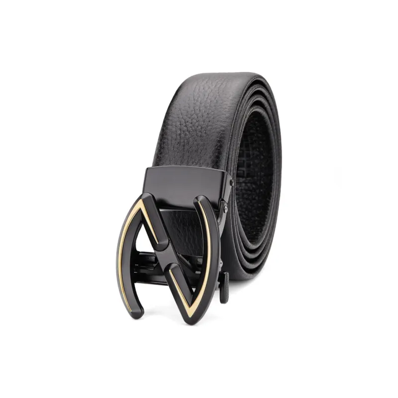 Cows Reign Gold Z Shaped Genuine Leather Trendy Fashion Soft Leather Belts Men's-2