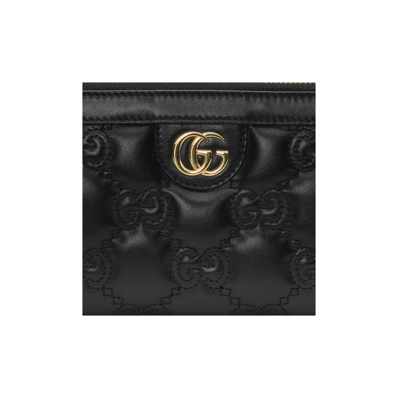 GUCCI GG Matelassé Leather Coin Purse Clutch Wallet Small Size Women's Black-4