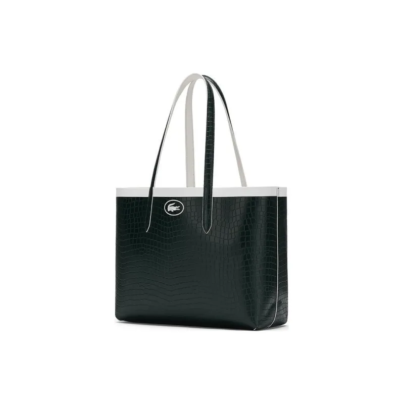 LACOSTE PVC Crossbody Bags Handbags Medium Size Women's White Dark Green-4