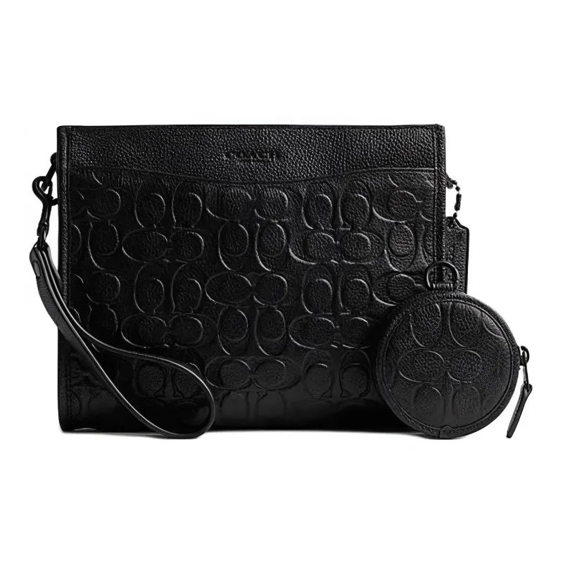 COACH Hitch Cow Leather Shoulder Bag, Crossbody Bag Medium Size Men's Black-0