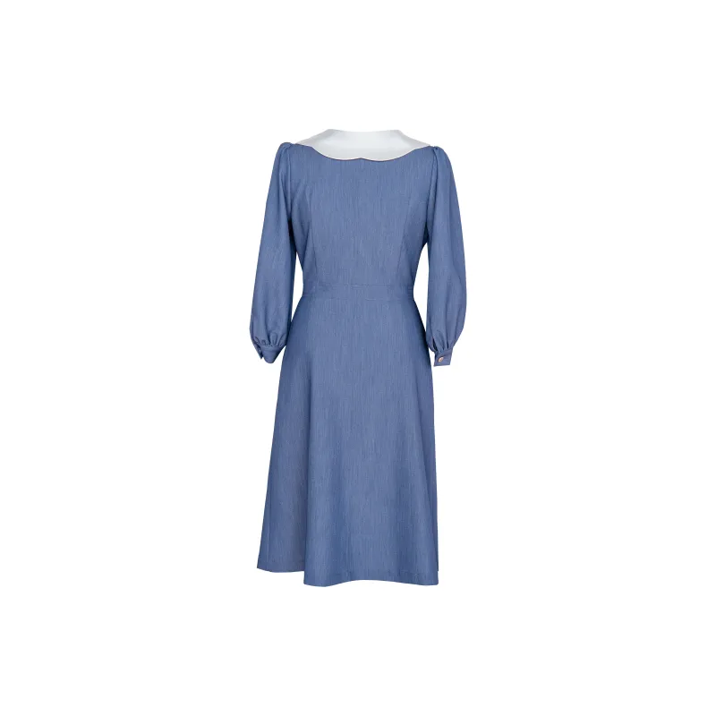 ROEYSHOUSE Long Sleeved Dresses Women's Denim Blue-1