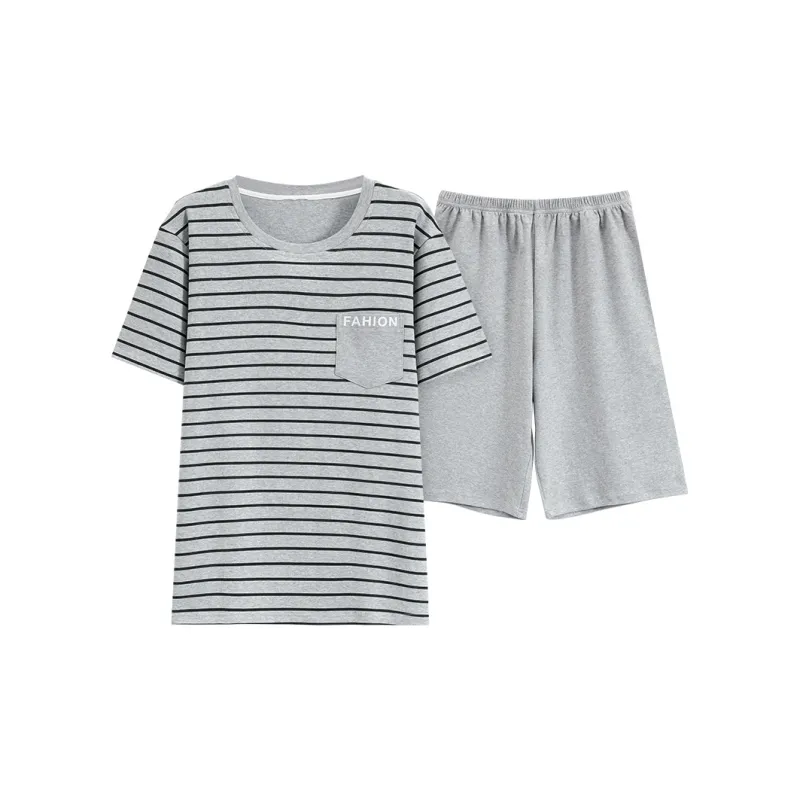 The Story Of The Flower Season Pajama Set Men's Light Gray-0