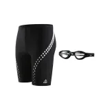 Two-Piece Set (Black Silver Swimming Shorts+Swim Goggles)