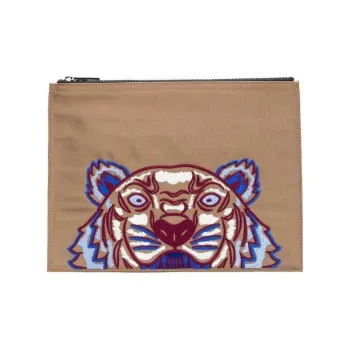 KENZO Polyester With Nylon Clutch Men's Khaki
