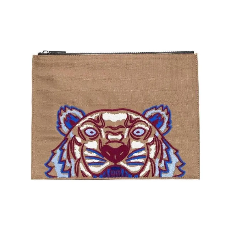 KENZO Polyester With Nylon Clutch Men's Khaki-0