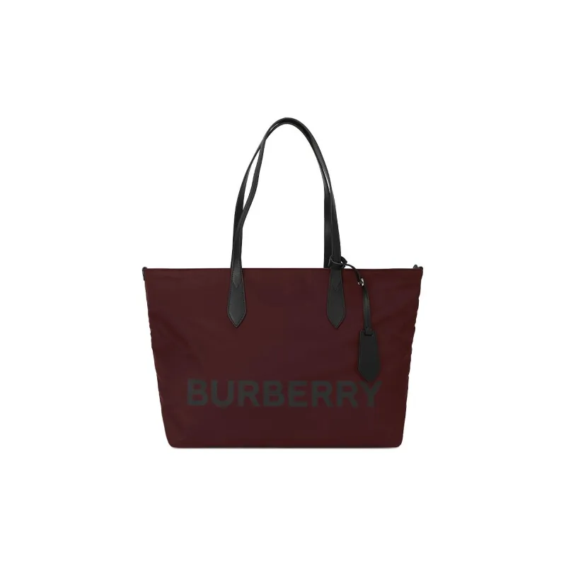 Burberry Leather Tote Bag Shopping Bag Shoulder Bag Handbag Large Size Women's Burgundy-0