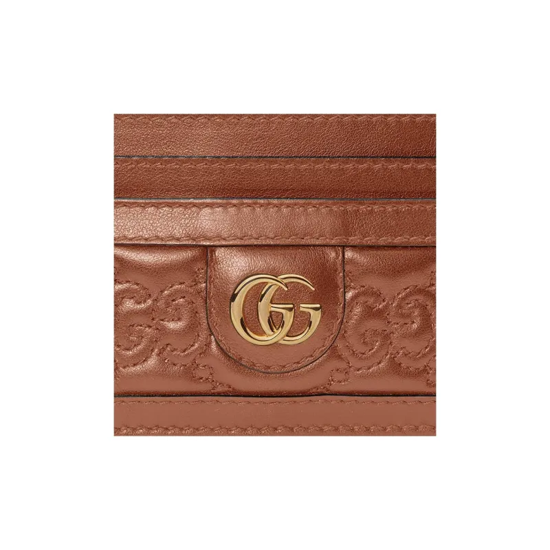 GUCCI GG Matelassé Leather Clutch Card Holder Small Size Women's Light Brown-4