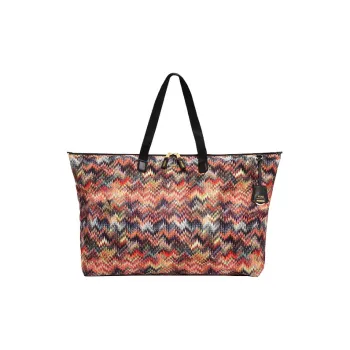TUMI Fabric Tote Bag Shopping Bag Handbag Large Size Women's Python Zigzag Stripes