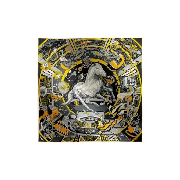 HERMES Silk Scarves Unisex Gray