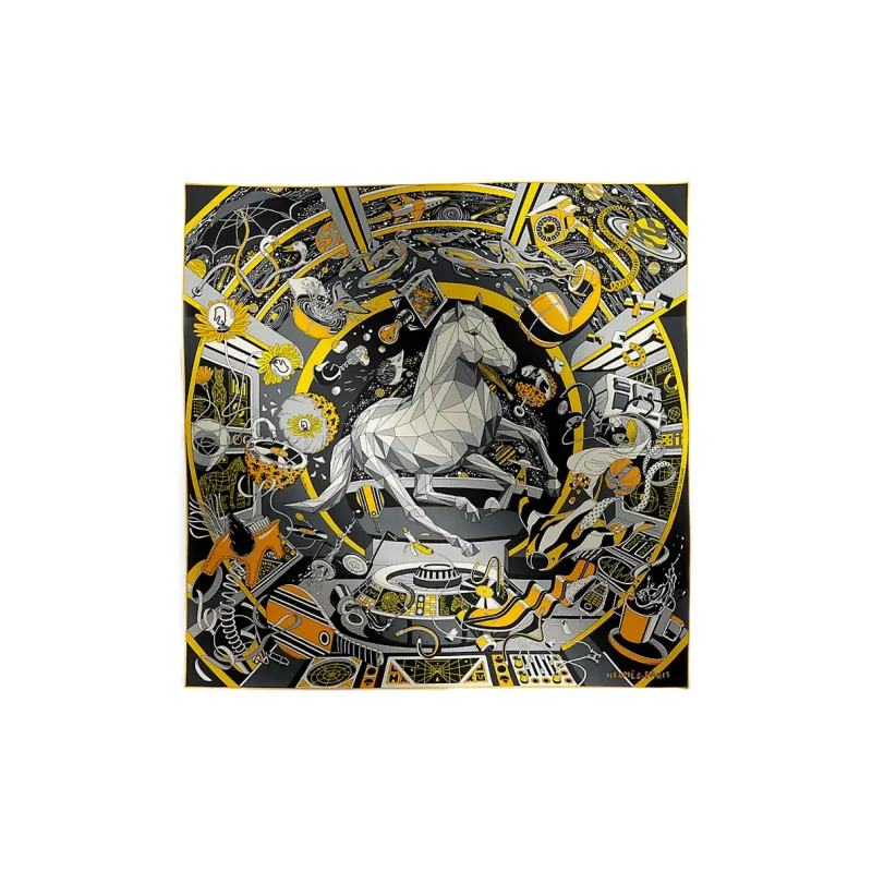 HERMES Silk Scarves Unisex Gray-0