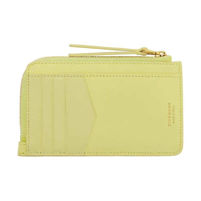 Givenchy Voyou Floral Calfskin Card Holder Women's Light Yellow-1