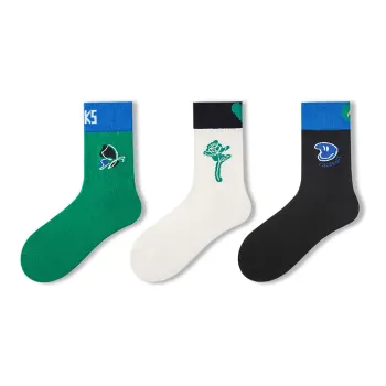 NAIER Mid Calf Socks Women's 3 Pack Green Wilderness Style