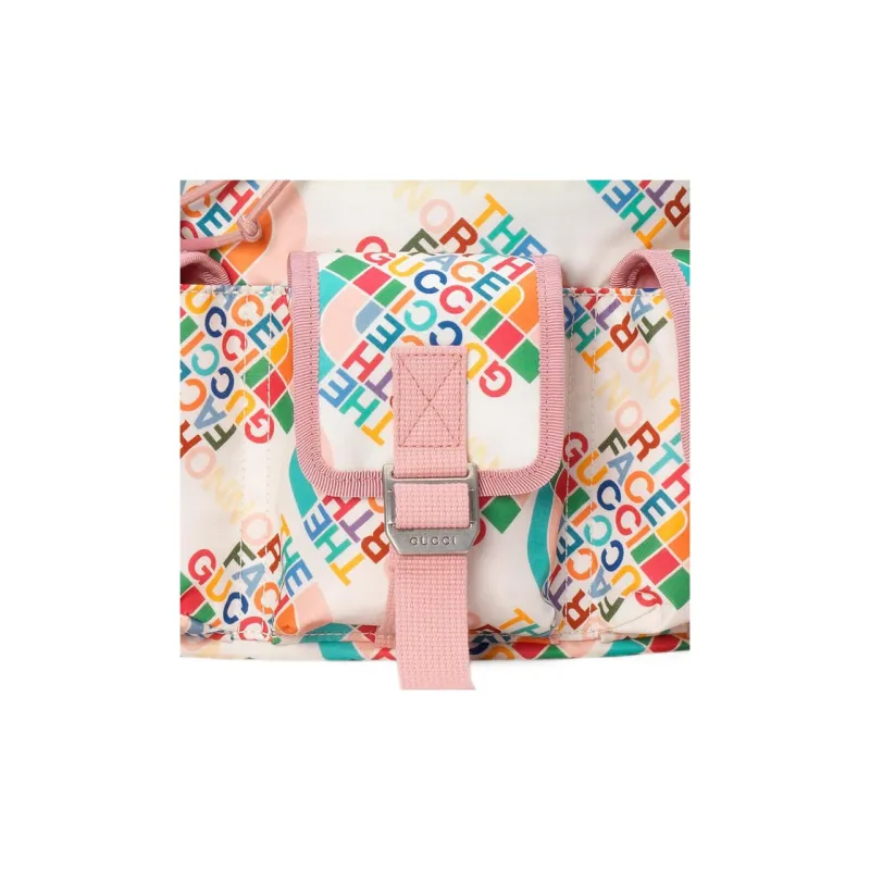 GUCCI The North Face Collaboration Nylon Shoulder Bag, Crossbody Bag, Sling Bag, Fanny Pack Large Size Men's White/Pink-7