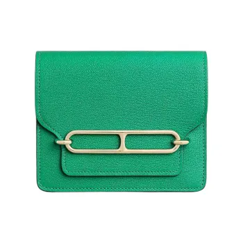 HERMES Roulis Sheepskin Clutch Fanny Pack Wallet Women's 6W Menthe Mint Green