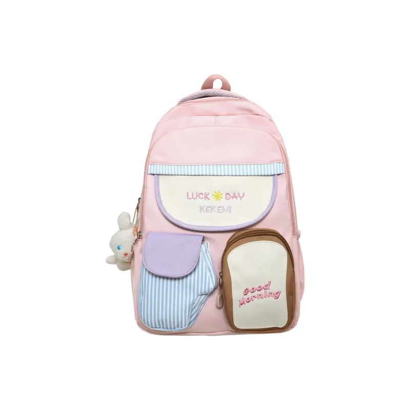 Travel Nylon Backpack Regular Women's Black/White/Yellow/Pink/Blue-9
