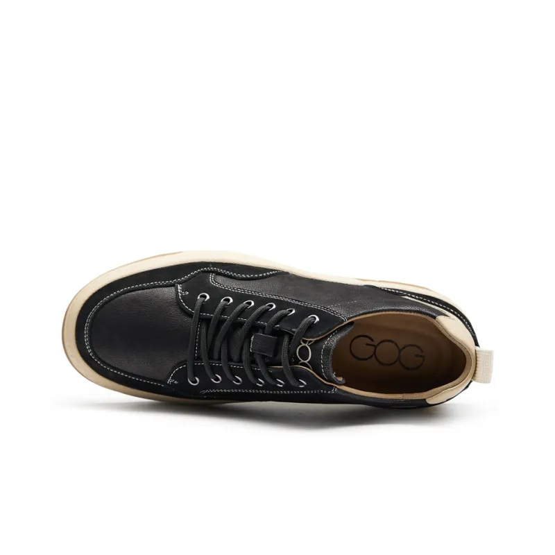 GOG Invisible Height Increase 6cm Low Top Skateboard Shoes Men's Black-3