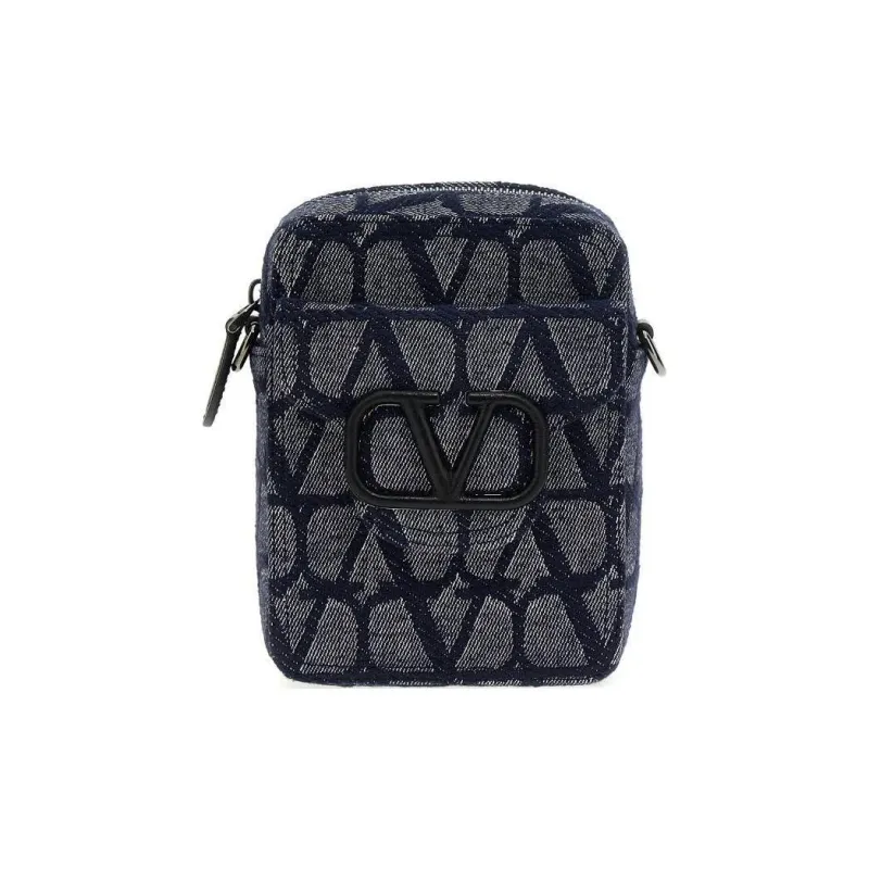 Valentino Leather Crossbody Bag Shoulder Bag Men's Blue-0