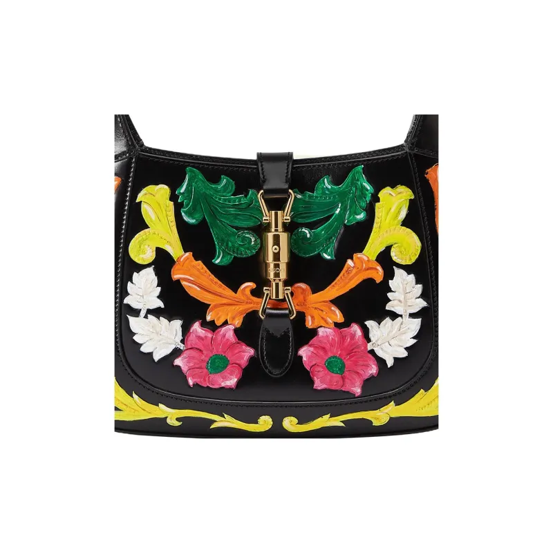 GUCCI Jackie 1961 Crocodile Leather Crescent Shoulder Bag Shoulder Bag Small Size Women's Multicolor/Black-8
