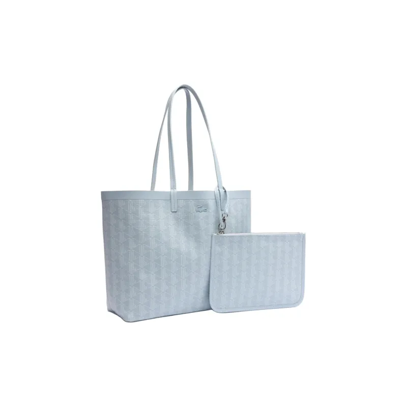 LACOSTE Coated Canvas Tote Bag Shopping Bag Shoulder Bag Handbag Medium Size Women's Light Blue-1