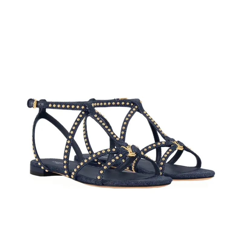 LOUIS VUITTON Stellar One Strap Sandals Women's Dark Blue-2