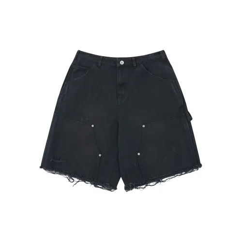 CHINISM Denim Shorts Unisex Washed Black