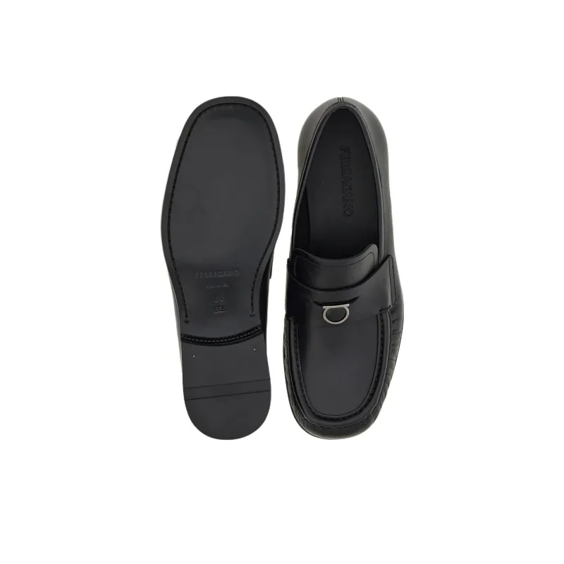 FERRAGAMO Gancini-plaque Leather Loafers-4
