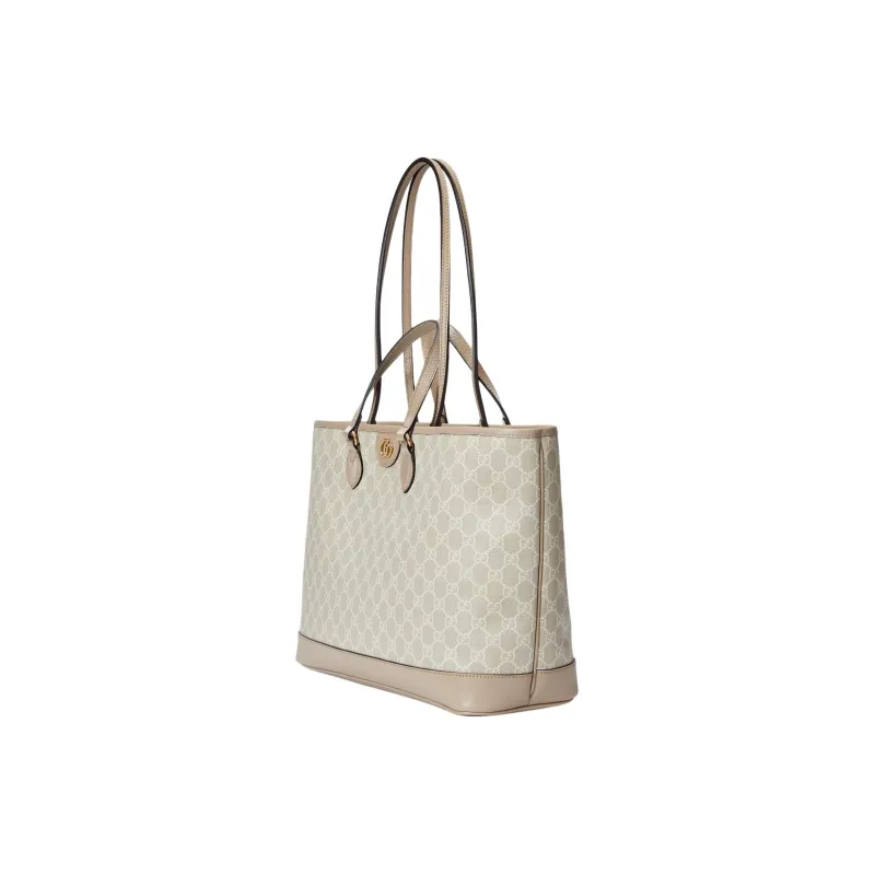GUCCI Ophidia Canvas Tote Bag Shopping Bag Handbag Medium Size Women's Beige & White-1