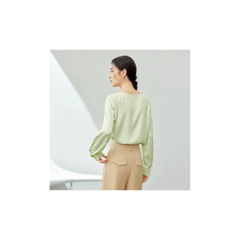 SENTUBILA Chiffon Shirts Women's Green-1