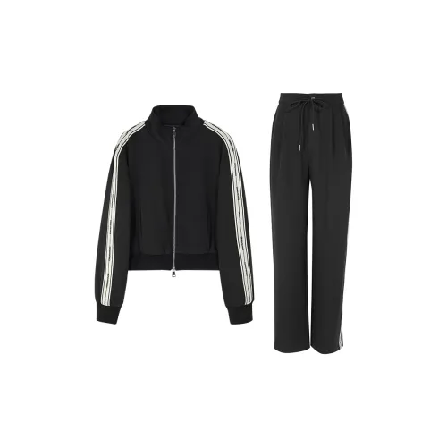 3COLOUR Casual Suits Women's Set Black Coats+Pants