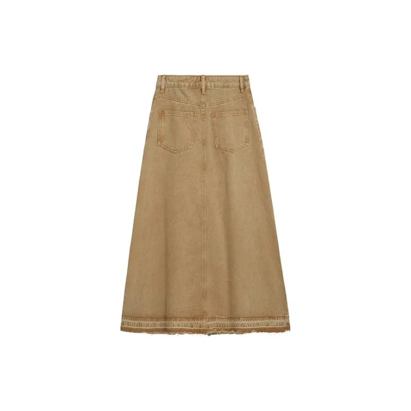 ETSE Denim Long Skirts Women's Khaki-1