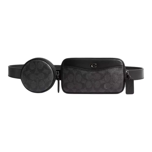 COACH Belt Coated Canvas With Refined Calfskin Fanny Pack Small Size Men's Charcoal