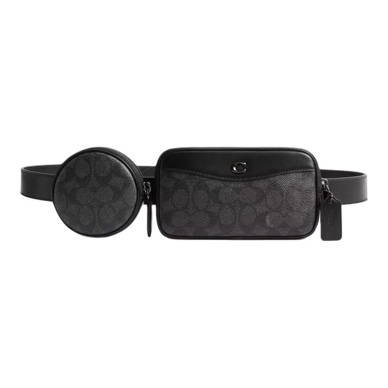 COACH Coated Canvas With Refined Calfskin Fanny Pack Trumpets Men's Charcoal-0