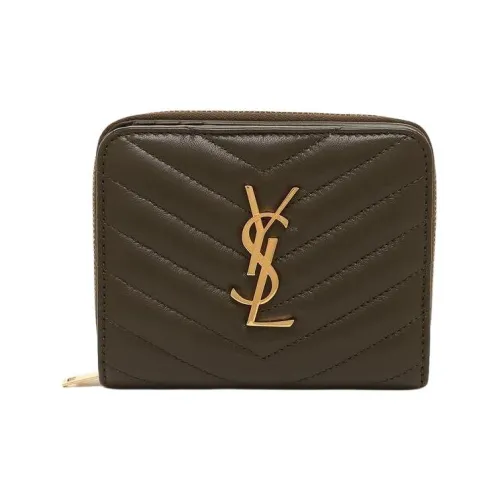 SAINT LAURENT Leather Wallet Women's Light Musk Color