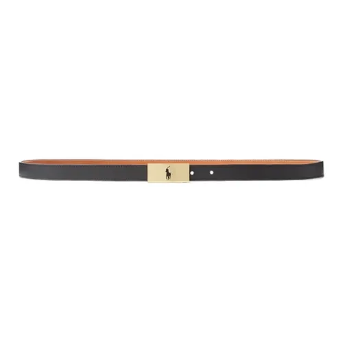Polo Ralph Lauren Signature Logo Buckle Smooth Buckle Leather Belts Women's Black/Brown Width: 2cm