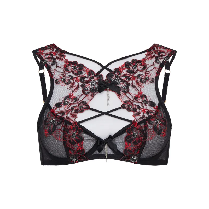 Agent Provocateur Bra Women's Black Red Embroidered-1