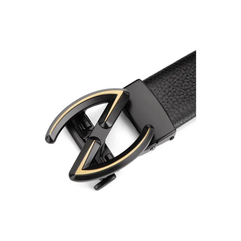 Cows Reign Gold Z Shaped Genuine Leather Trendy Fashion Soft Leather Belts Men's-3