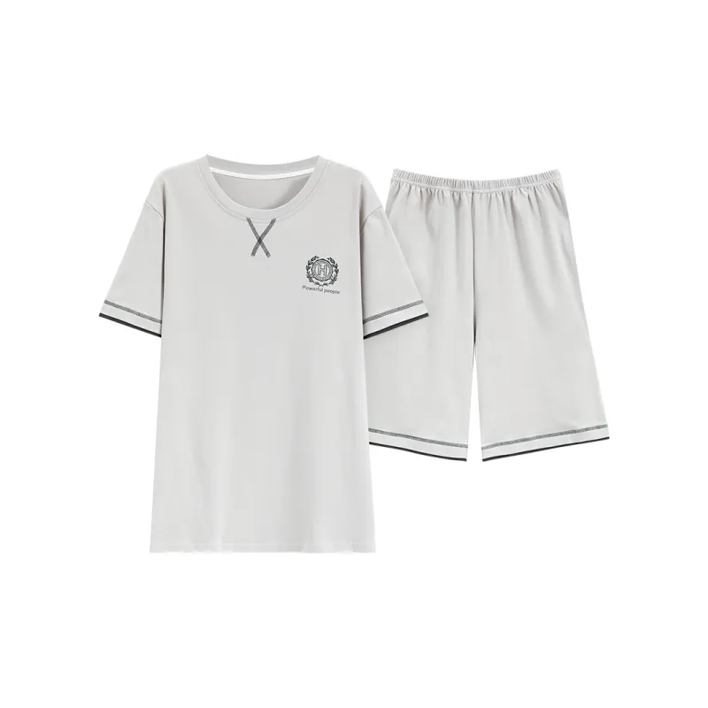 The Story Of The Flower Season Pajama Set Men's Light Gray-0