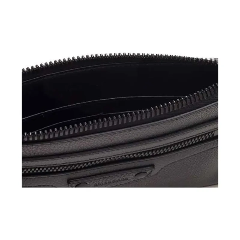 Balenciaga Neo Classic Leather Clutch Handbag Women's Black-3