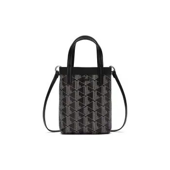 LACOSTE PVC Handbag Shoulder Bag Crossbody Bag Small Size Women's Black Beige Yellow