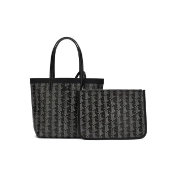 LACOSTE PVC Tote Bag Shopping Bag Handbag Small Size Women's Black Beige Yellow