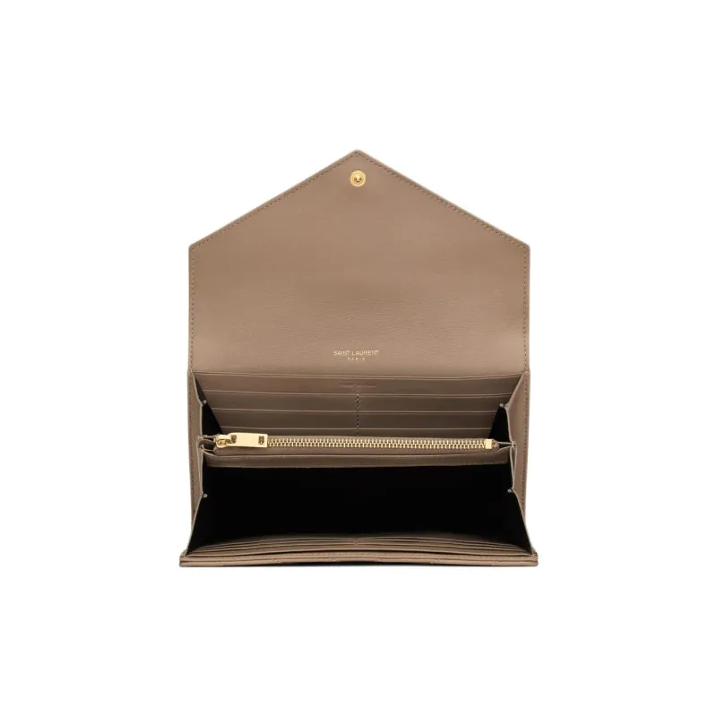 SAINT LAURENT CASSANDRE Lambskin Wallet Large Size Women's Dusty Gray-3
