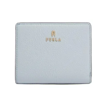 Furla Grain Leather Card Holder, Wallet Women's Mugwort Color Patched With Cotton Candy Patched With Fabric Color