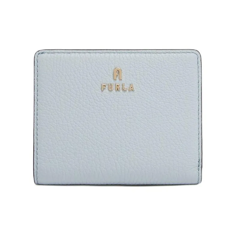 Furla Grain Leather Card Holder, Wallet Women's Mugwort Color Patched With Cotton Candy Patched With Fabric Color-0