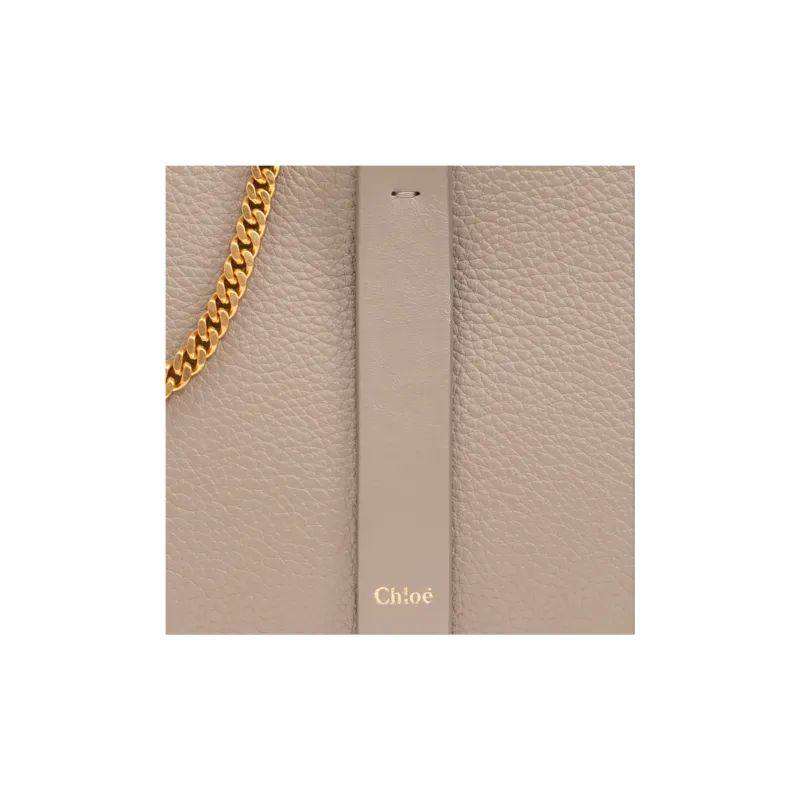 Chloe Marcie Grain Calfskin Shoulder Bag Women's Beige-3