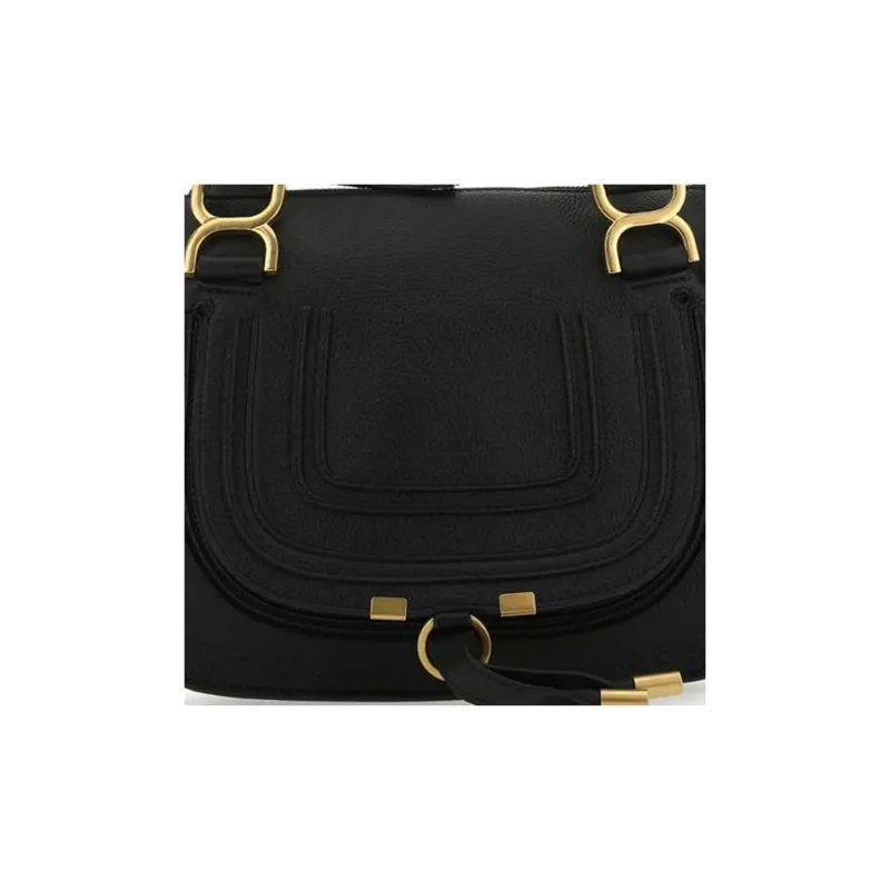 Chloe Marcie Calfskin Shoulder Bag, Crossbody Bag, Handbag Small Size Women's Black-1