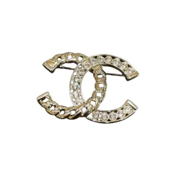 CHANEL Rhinestone Brooches Women's Gold
