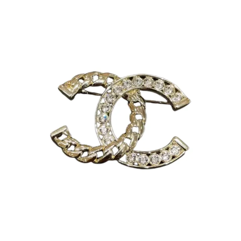 CHANEL Rhinestone Brooches Women's Gold-0