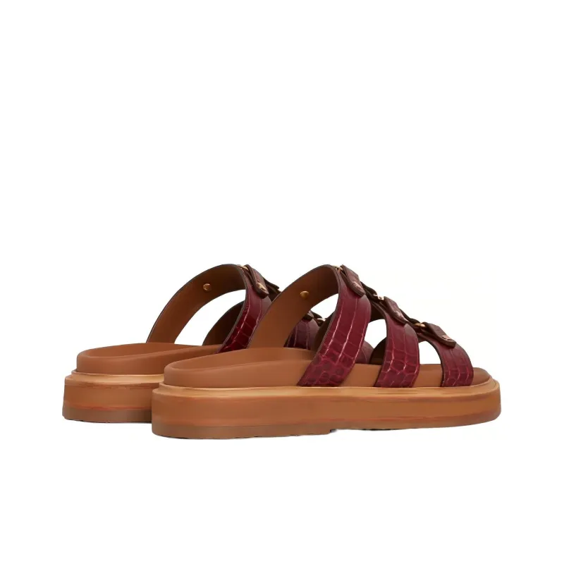 CELINE Slip Resistant Slide Slippers Women's Burgundy-3