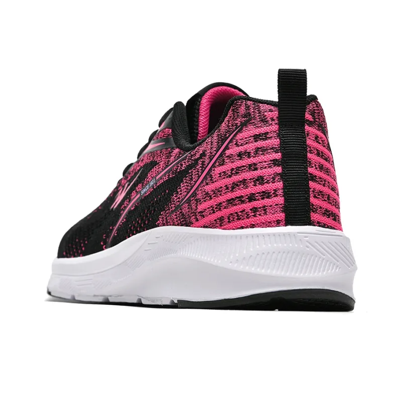 Binary Cushioned Anti Slip Wear Resistant Breathable Lightweight Low Top Running Shoes Women's Black Rose Red-3