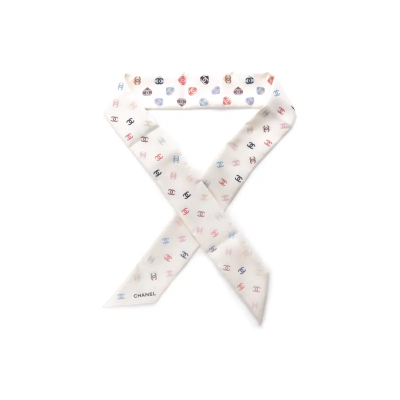 CHANEL Silk Scarves Women's White-0
